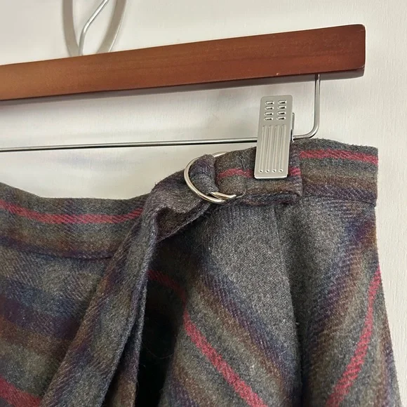Vintage Wool Plaid Circle Wrap Skirt Gray Background Large -Darling! - Picture 2 of 10